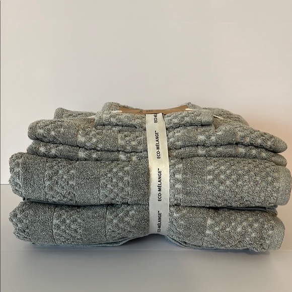 6 Pc Common Thread Eco-Melange Bamboo Towel Set Gray Bath Hand Wash NEW - Picture 4 of 6